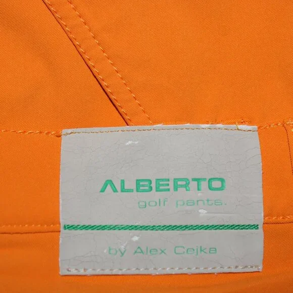 Alberto Golf Pants Mens 32x29 Orange 3XDry Cooler by Alex Cejka Y2K Vintage - Picture 5 of 8